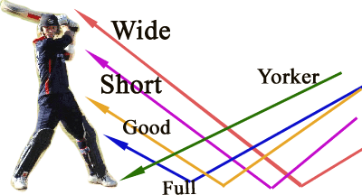 [Graphic: Length bowled in cricket]